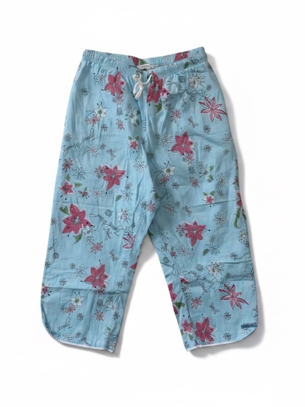 Addition Elle Vintage NWOT Light Blue Pajama Bottoms with Pink Floral Print
